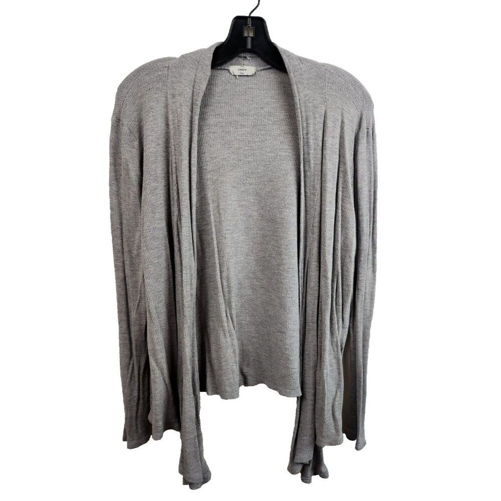 Entro Womens BOHO Cardigan Medium Gray Open Front Lightweight Uneven Hem Knit